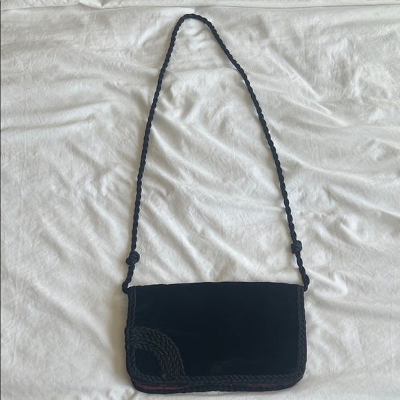 Vintage Black Velvet Evening Bag Made in Italy for Sears 50s/60s Braided Trim - Picture 2 of 11